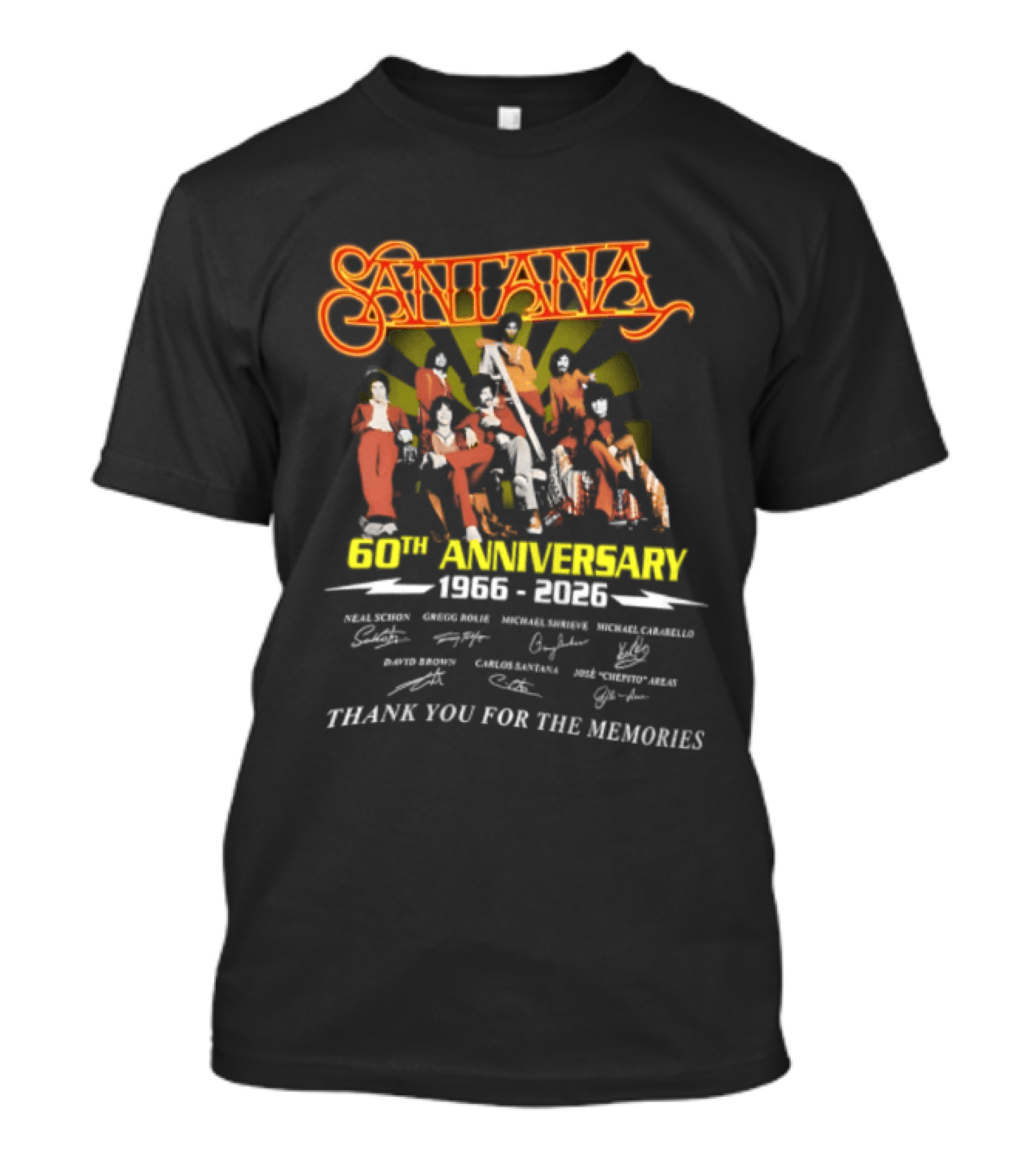 Santana 60th Anniversary 1966 2026 Thank You For The Memories Signatures T-Shirt