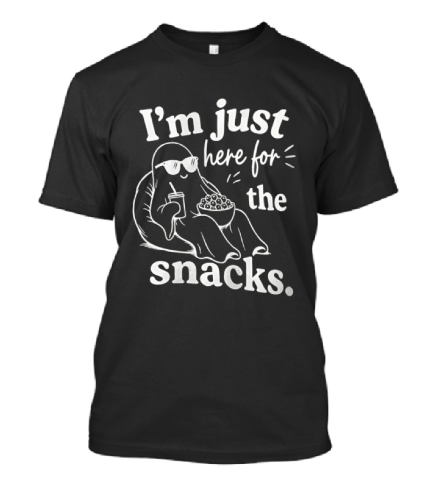 I'm Just Here For The Snacks Sloth Eating Popcorn T-Shirt