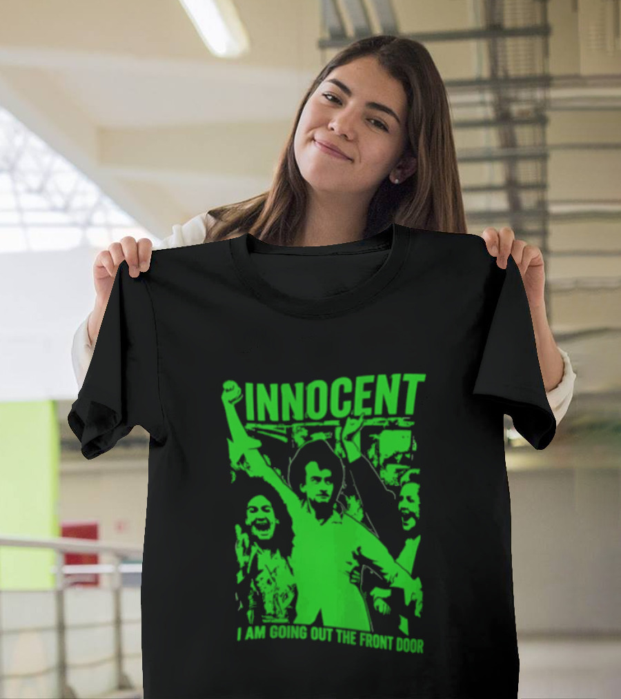 Innocent I Am Going Out The Front Door Retro Style People In Motion T-Shirt