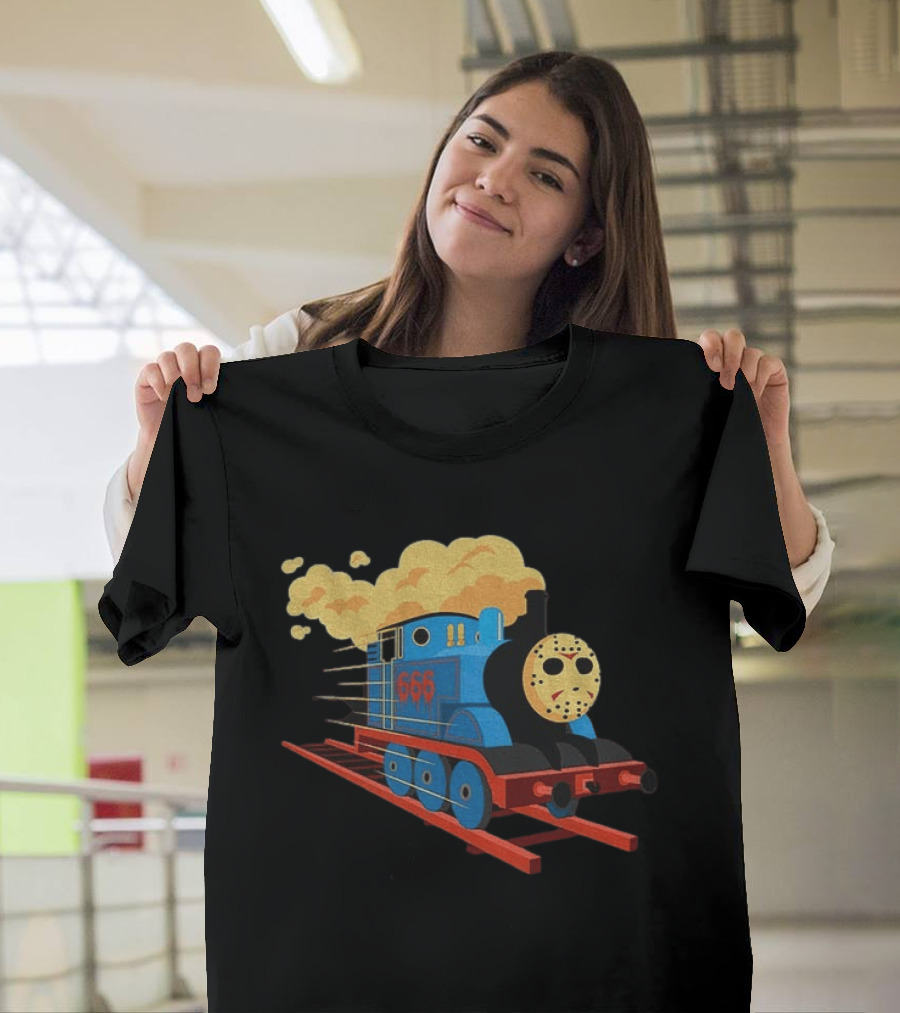 Thomas The Tank Engine Jason Voorhees Mask 666 Railway To Hell T-Shirt
