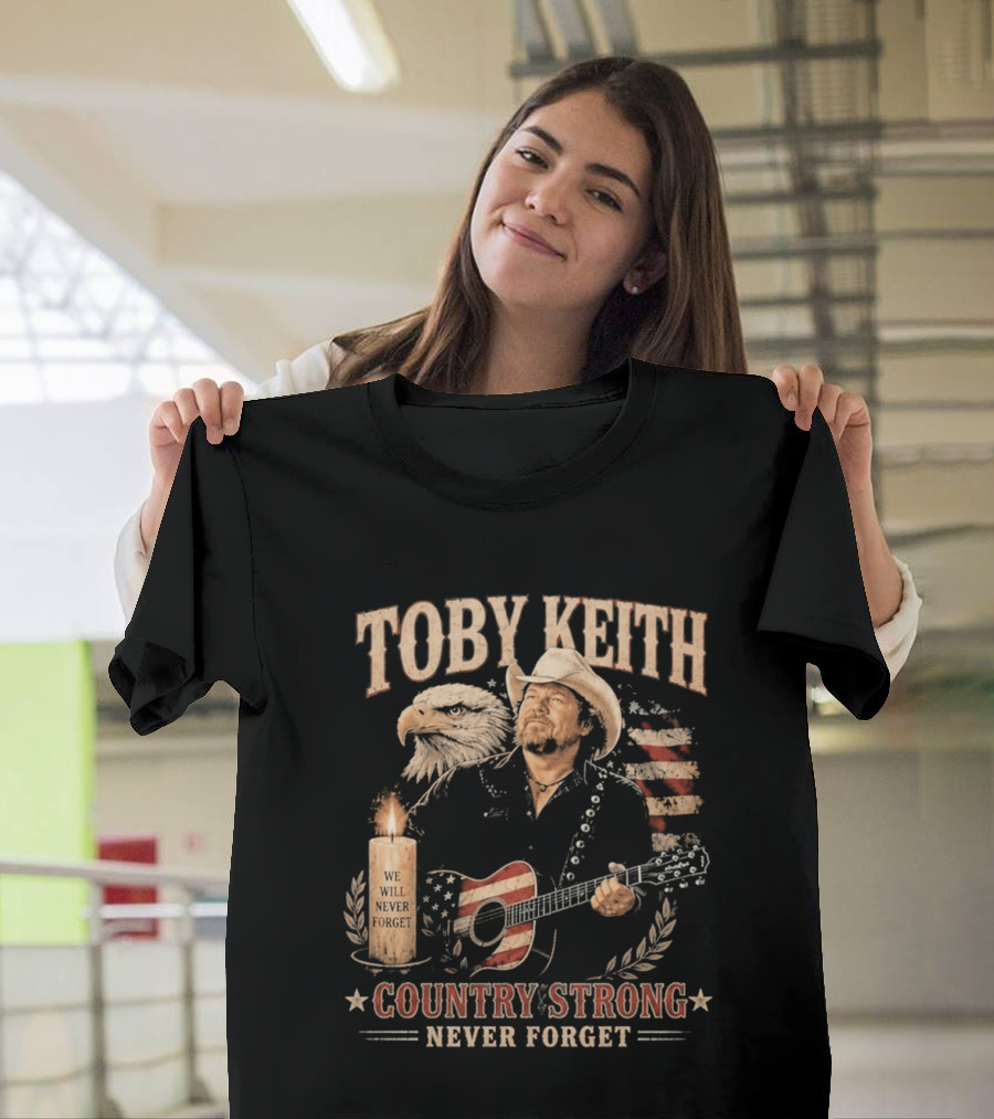 Toby Keith Country Strong Never Forget Eagle Candle Guitar America T-Shirt