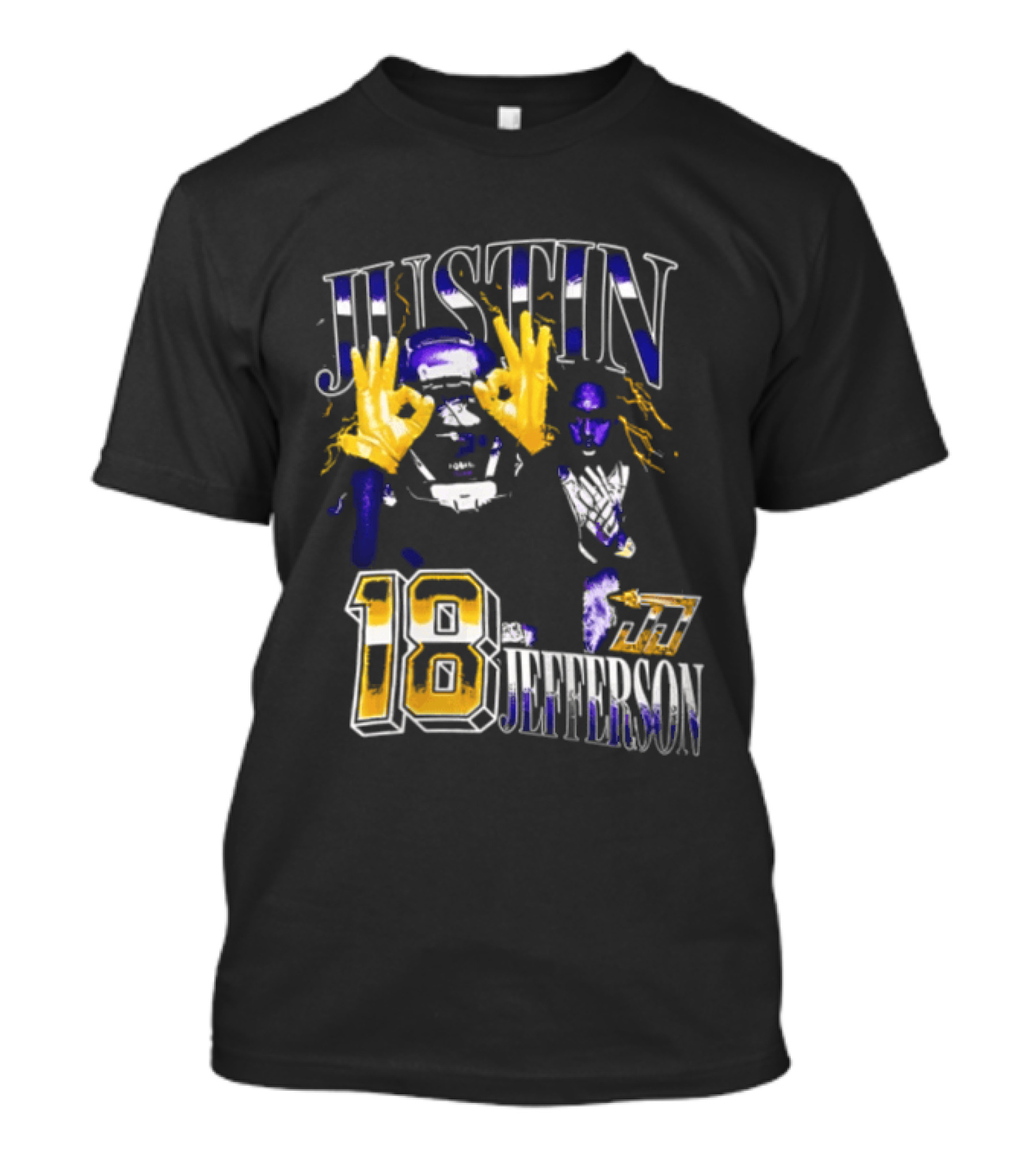 Justin Jefferson 18 Gold Gloves Lightning Bootleg Player Photos T-Shirt