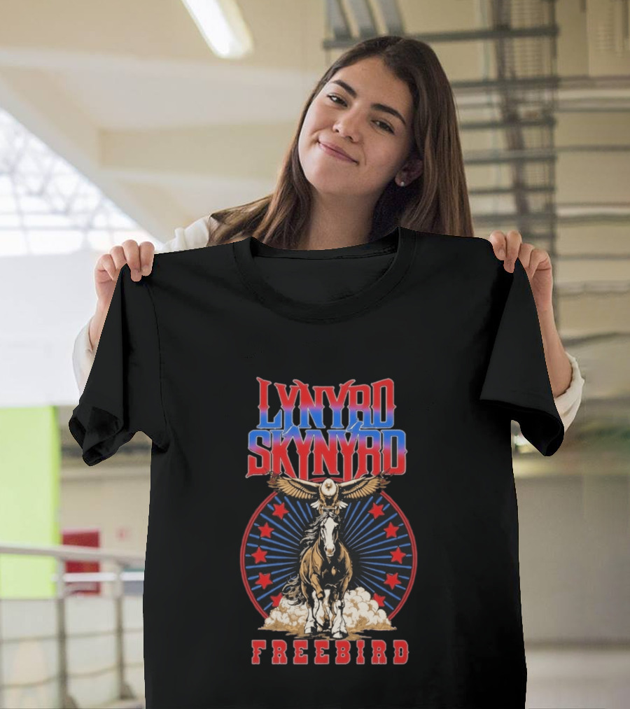 Lynyrd Skynyrd Freebird Eagle Horse Red Stars T-Shirt