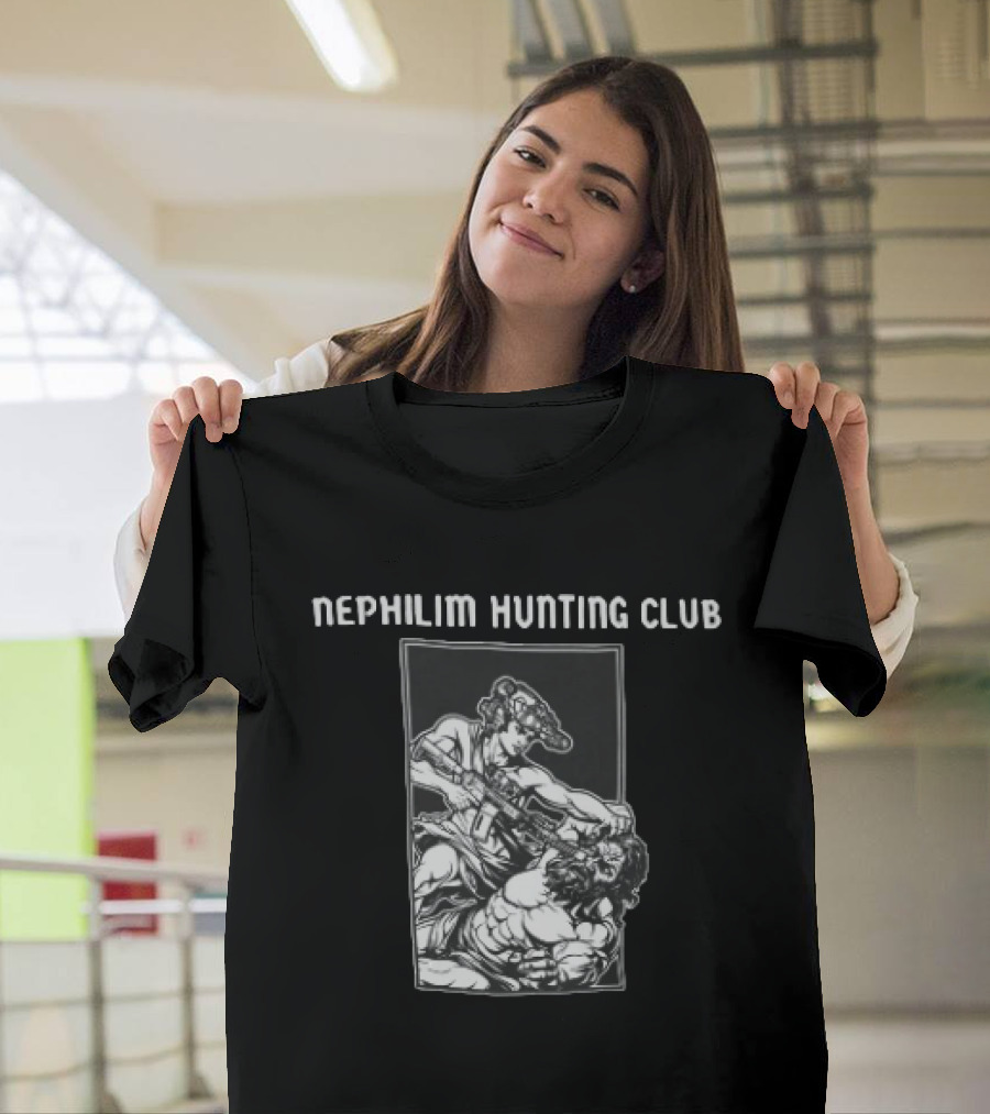 Nephilim Hunting Club Mythical Warrior Battle Scene T-Shirt
