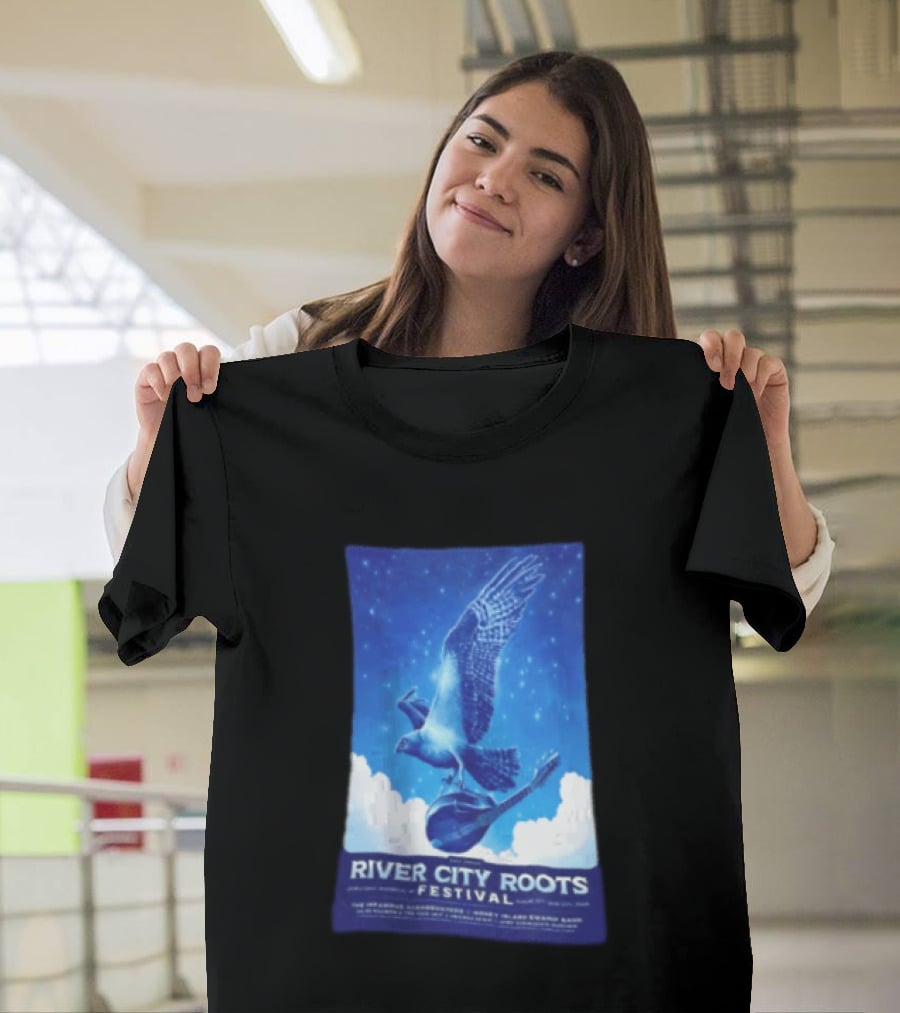 River City Roots Festival 2026 Missoula MT 20th Annual Event Bird And Mandolin T-Shirt