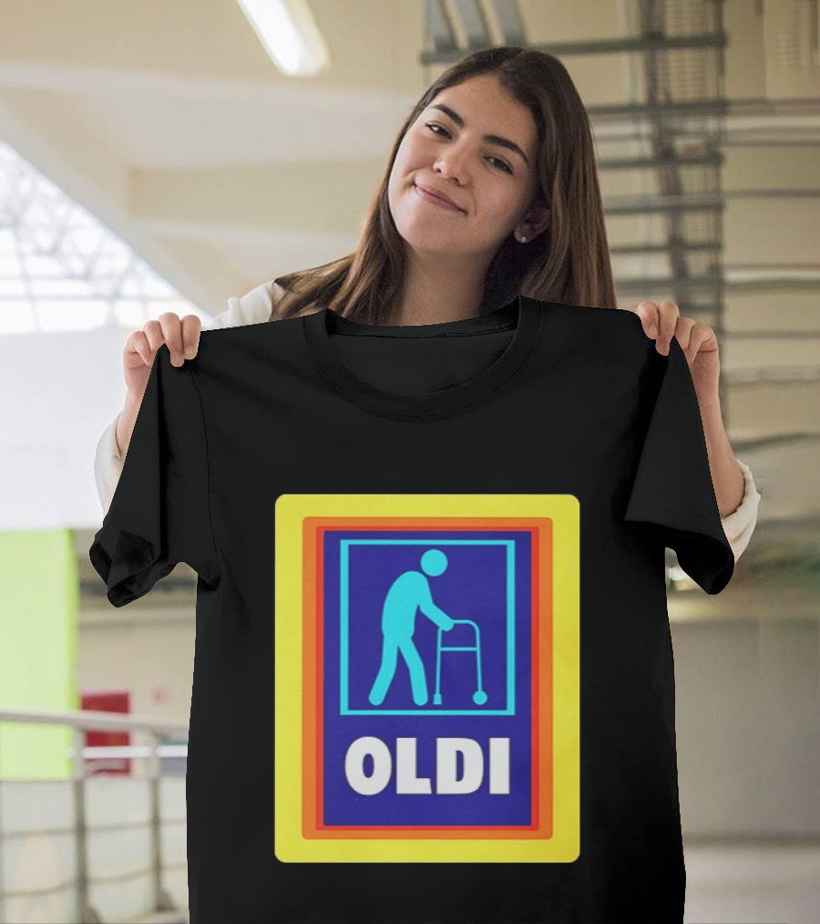 Oldi Elderly Walker Parody Aldi T-Shirt