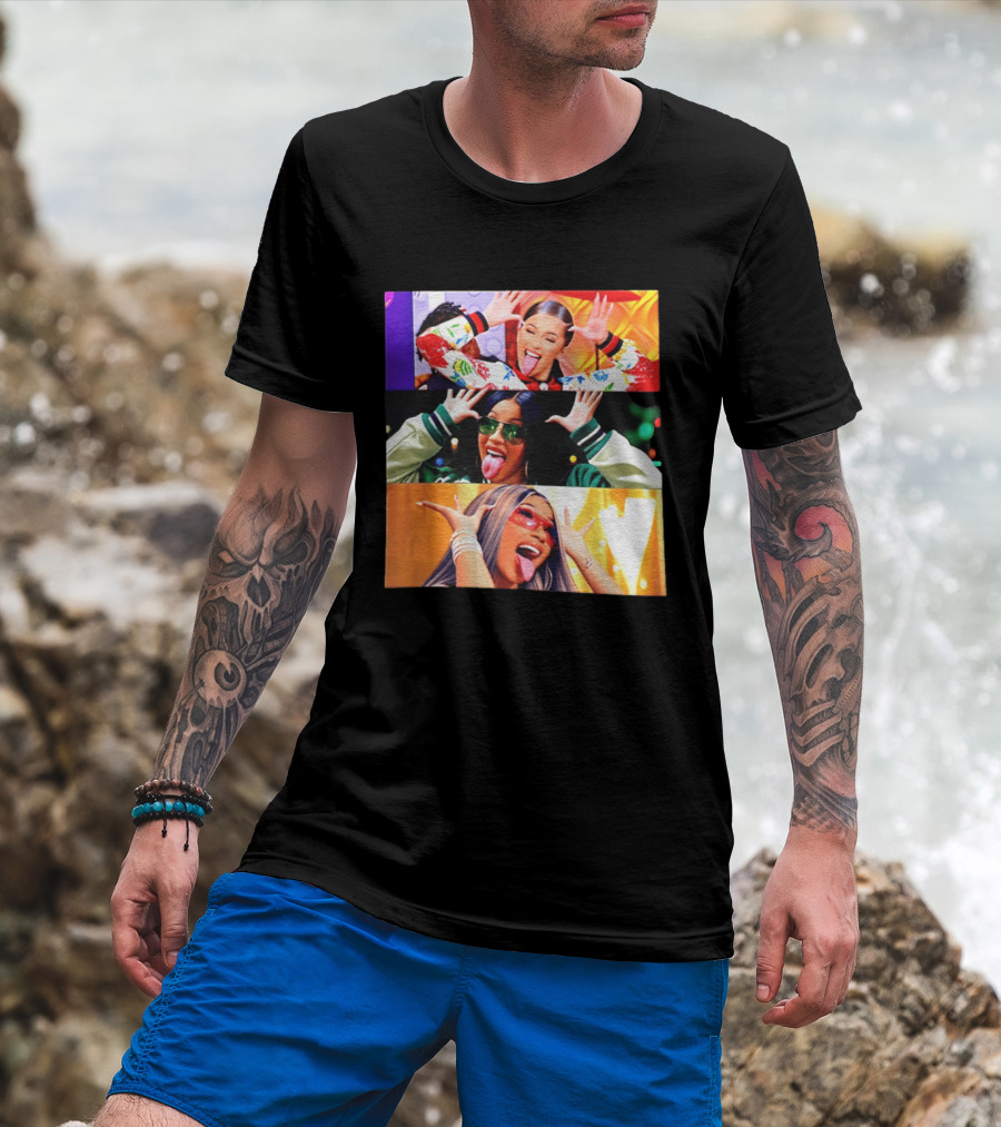 Cardi B Funny Faces Tongue Out Rapper Hip Hop Celebrity T-Shirt