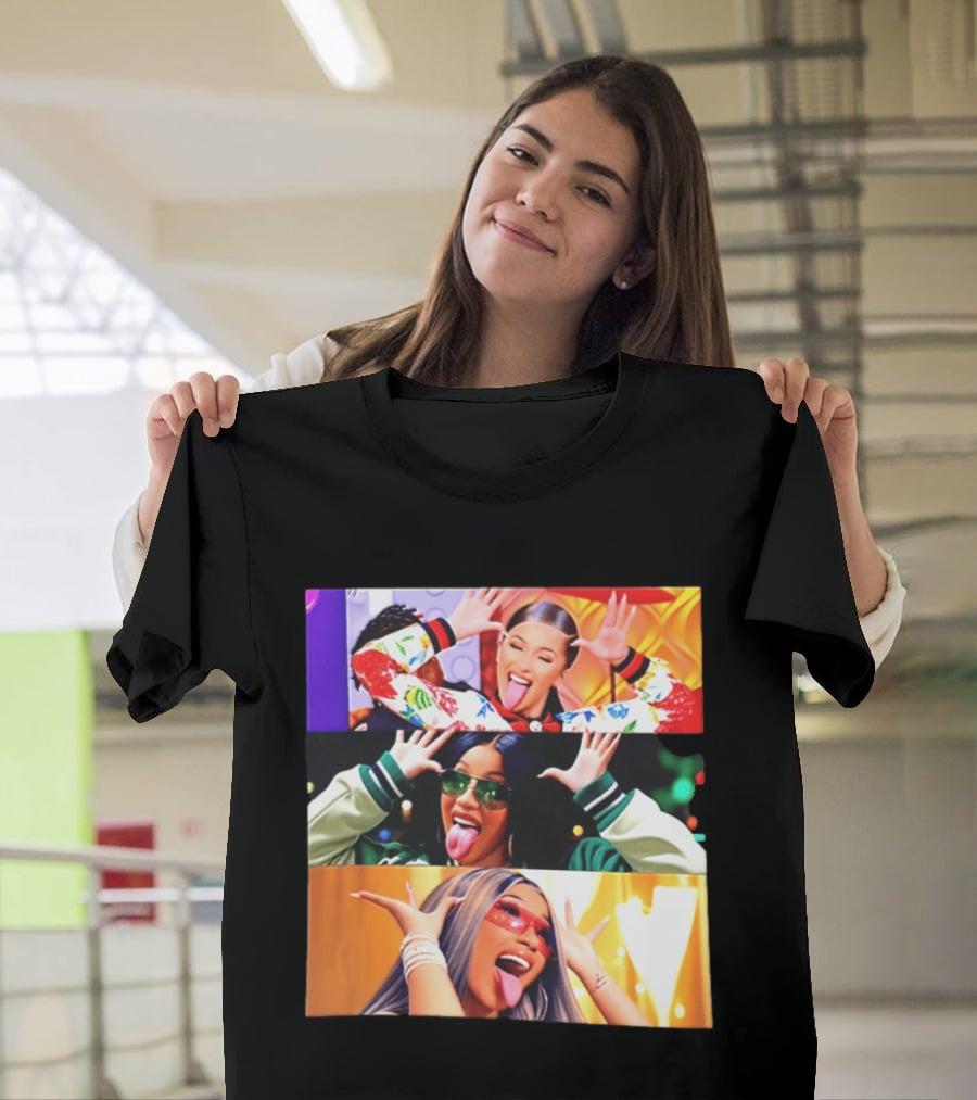 Cardi B Funny Faces Tongue Out Rapper Hip Hop Celebrity T-Shirt
