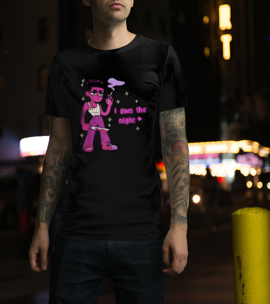 I Own The Night Pink Cartoon Character Holding Bloody Knife Smoking T-Shirt