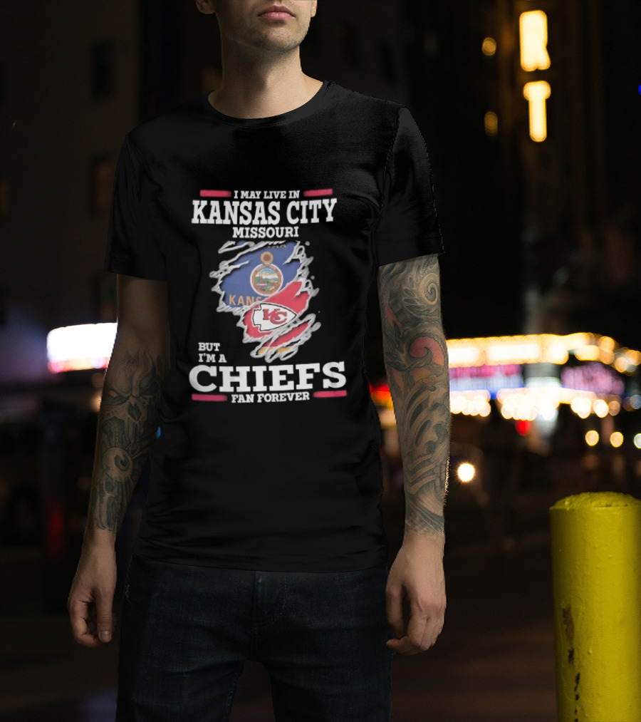 Kansas City Missouri Chiefs Fan Forever Kansas Seal Torn Skin T-Shirt