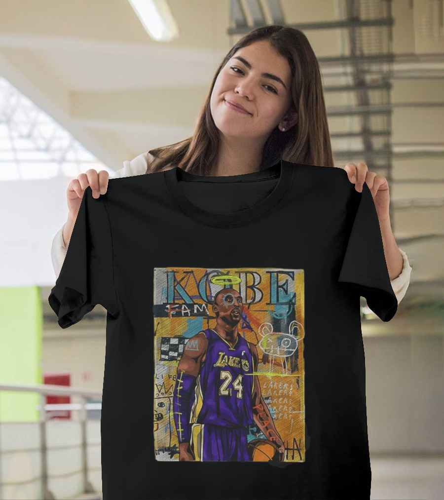 Kobe Bryant Lakers 24 Halo Peace Abstract Graffiti T-Shirt