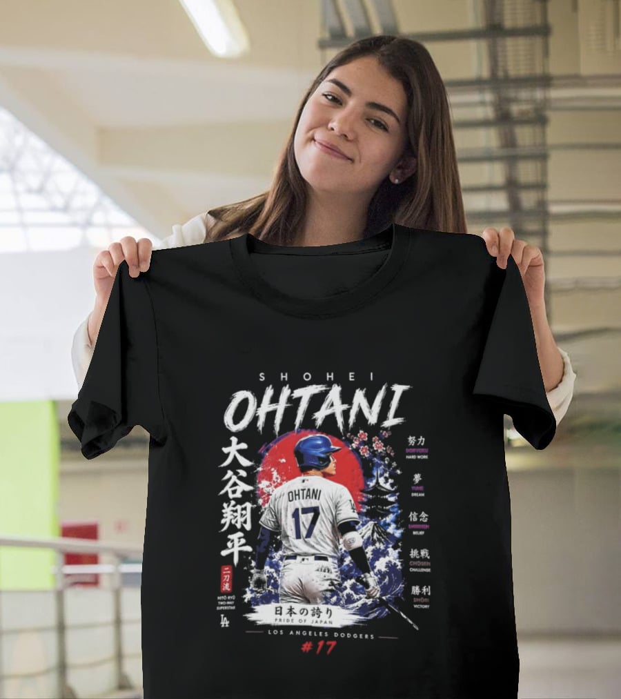 Shohei Ohtani Los Angeles Dodgers Japanese Two Way Player #17 T-Shirt