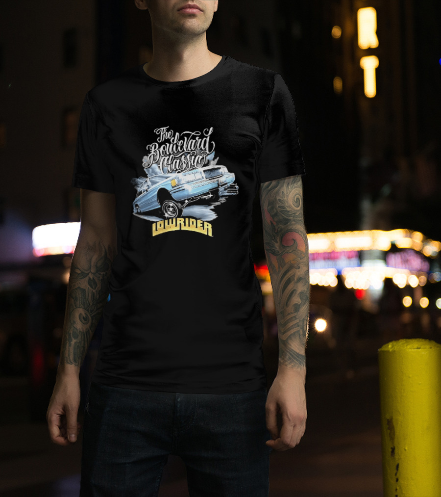 The Boulevard Classic Lowrider Lowrider Light Blue Bouncing Car Smoke T-Shirt