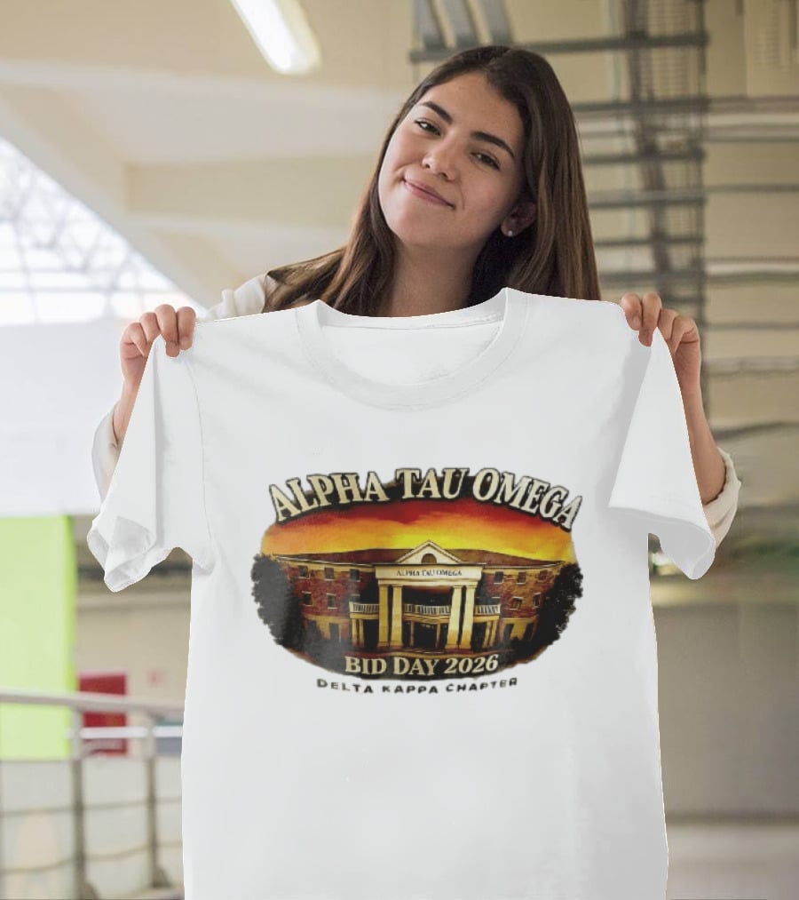 Alpha Tau Omega Fraternity Bid Day 2026 Delta Kappa Chapter House Sunset Sky T-Shirt