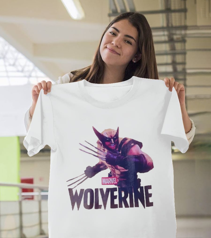 Marvel Wolverine Masked Superhero Claws Extended Purple Glow T-Shirt