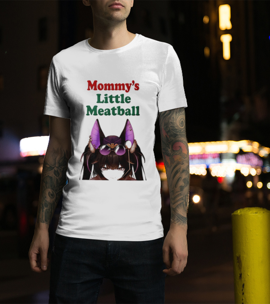 Mommy's Little Meatball Bat Vtuber Black Wings Purple Ears Playful T-Shirt