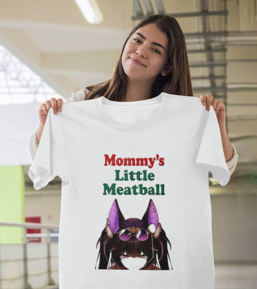 Mommy's Little Meatball Bat Vtuber Black Wings Purple Ears Playful T-Shirt