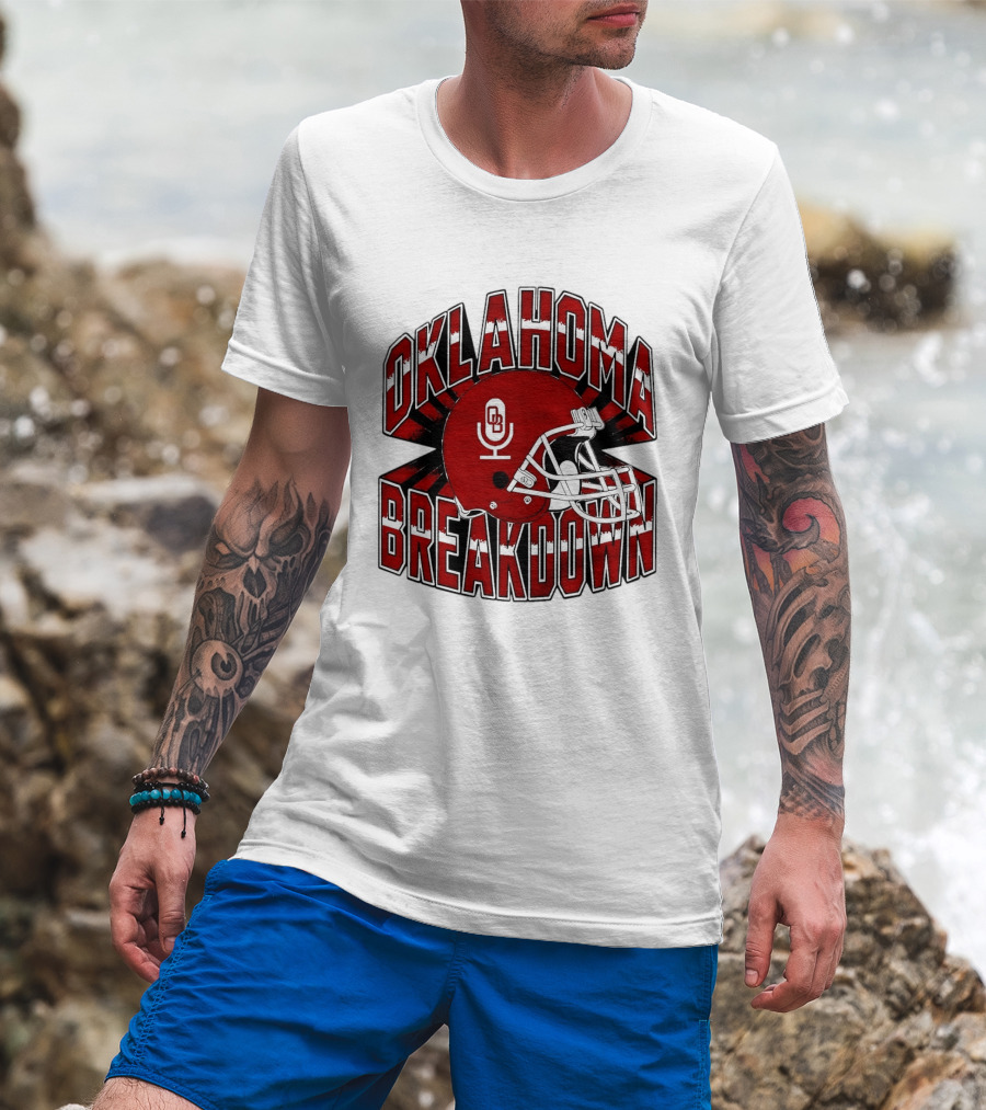 Oklahoma Breakdown Football Helmet OB Podcast T-Shirt