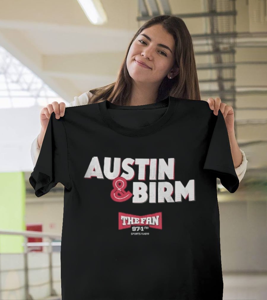 Austin Birm The Fan 97.1 Sports Radio Red Bowtie Block T-Shirt