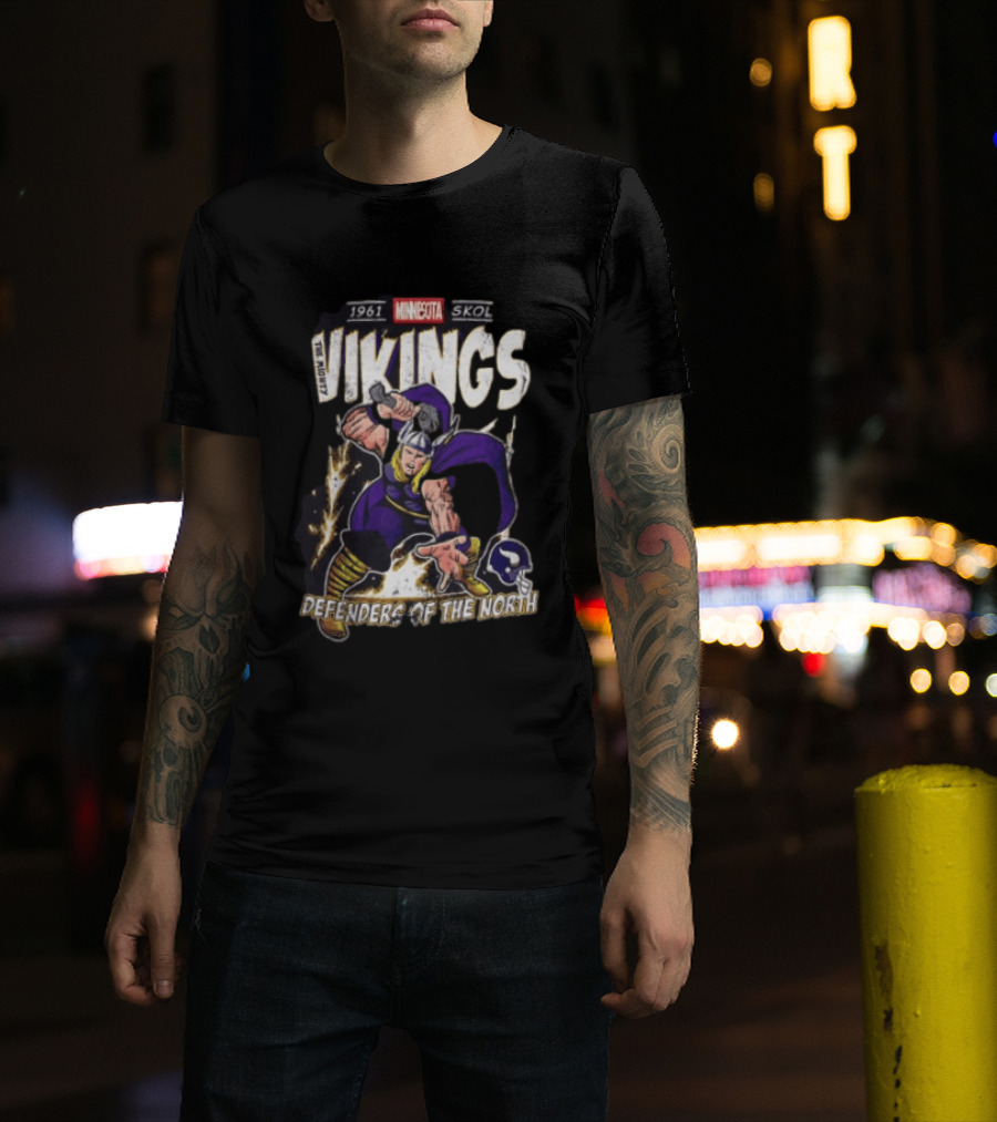 1961 Minnesota Vikings Skol The Mighty Vikings Defenders Of The North T-Shirt