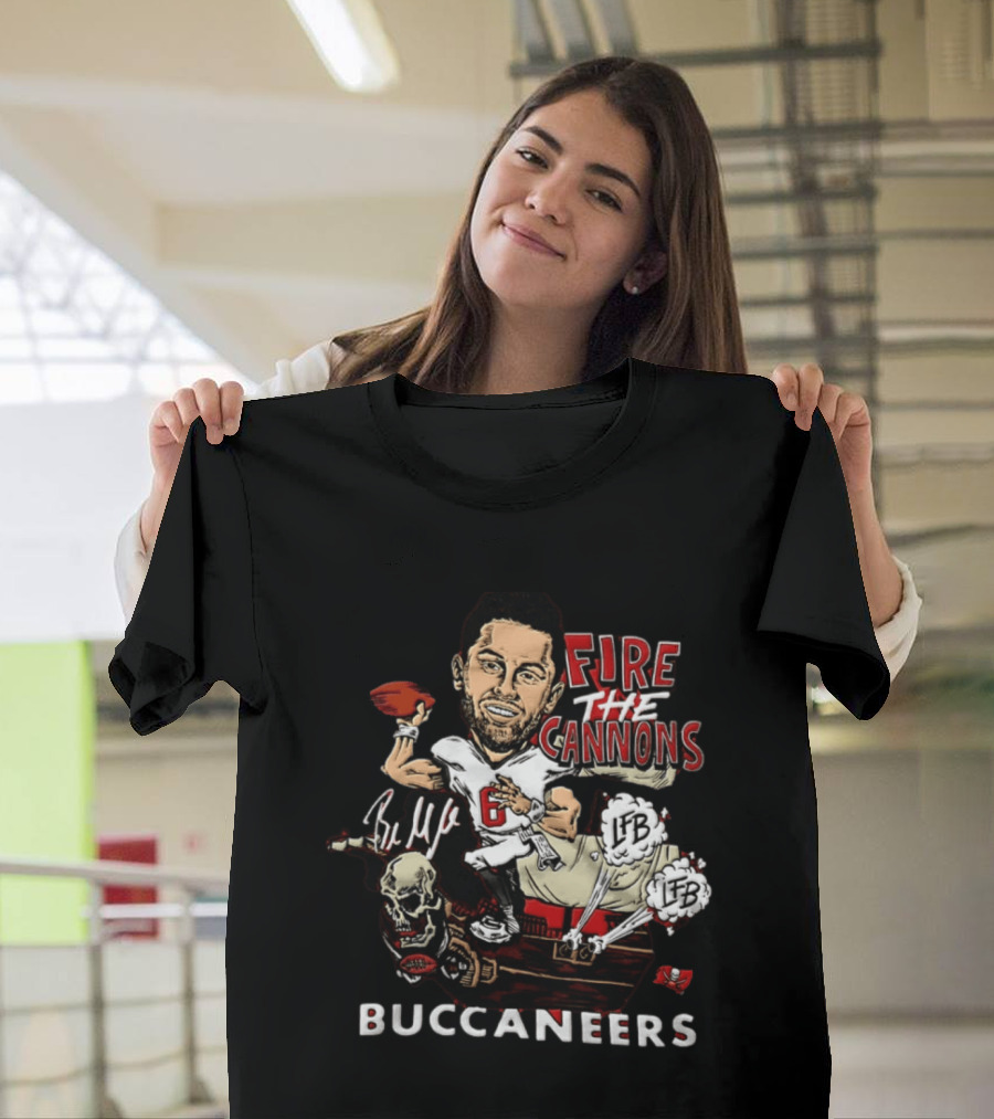 Baker Mayfield Tampa Bay Buccaneers Fire The Cannons LFB Skull Football Caricature T-Shirt