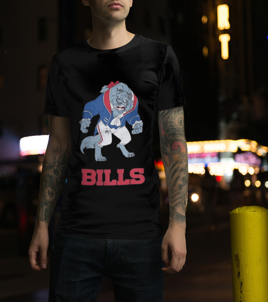 Buffalo Bills Distressed Cartoon Beast Snarling BILLS T-Shirt