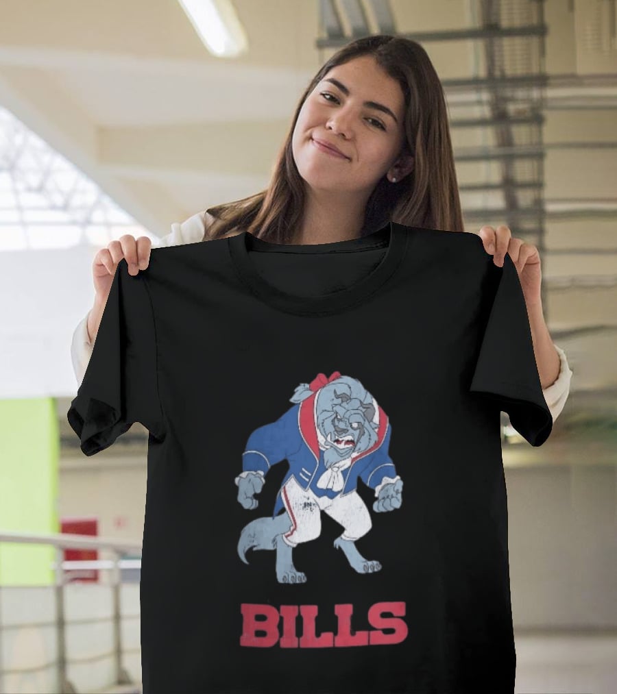 Buffalo Bills Distressed Cartoon Beast Snarling BILLS T-Shirt