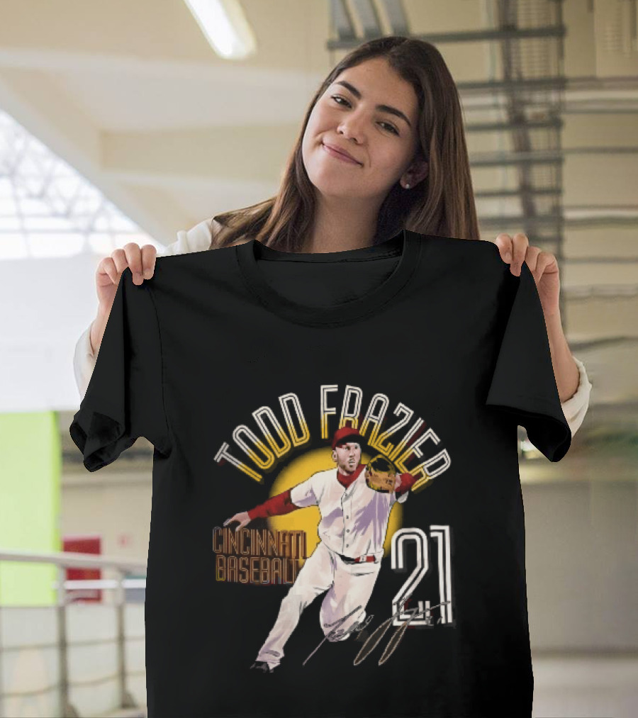 Todd Frazier Cincinnati Baseball 21 Fielding Yellow Sun T-Shirt