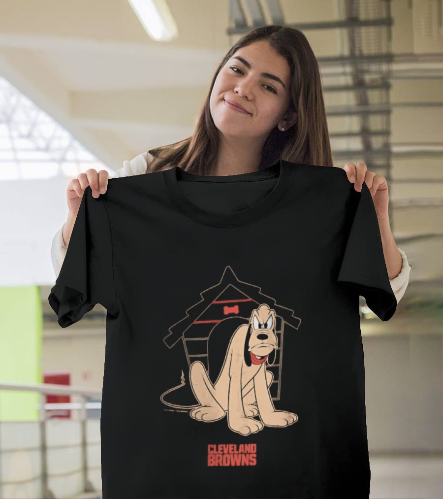 Cleveland Browns Angry Pluto Disney Cartoon Dog Doghouse T-Shirt