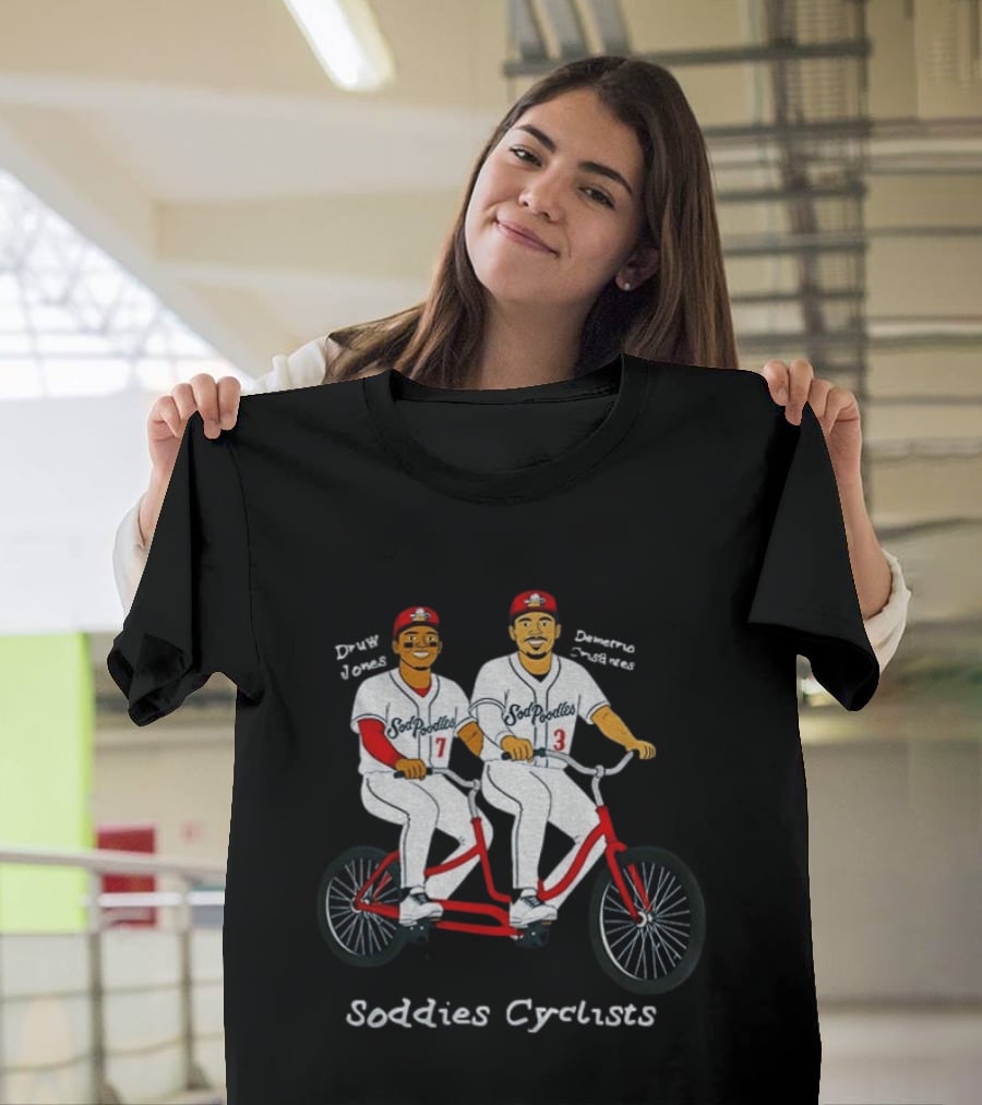 Druw Jones Demetrio Crisantes Sod Poodles Soddies Cyclists Retro Baseball Tandem Riders T-Shirt