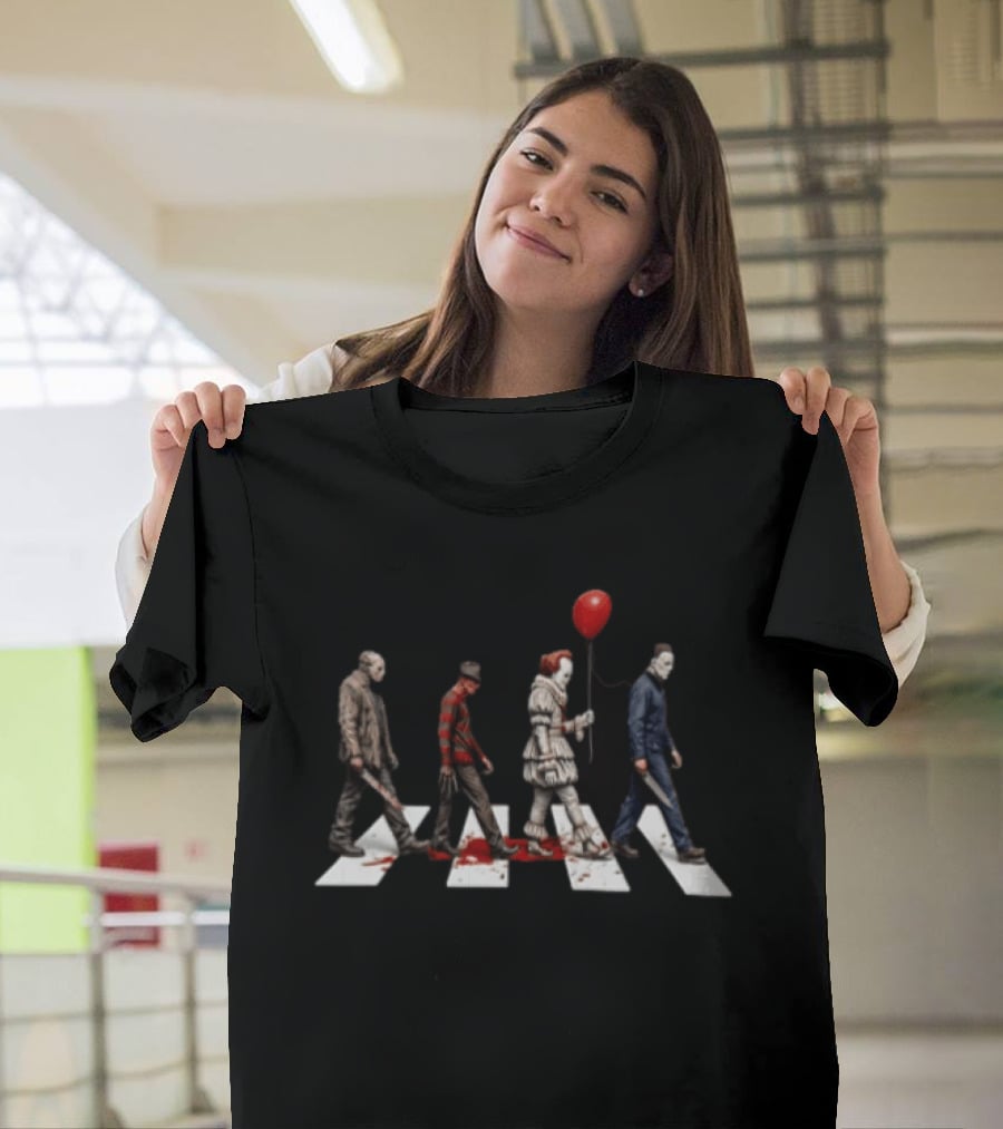 Abbey Road Horror Walk Jason Freddy Pennywise Michael Myers T-Shirt