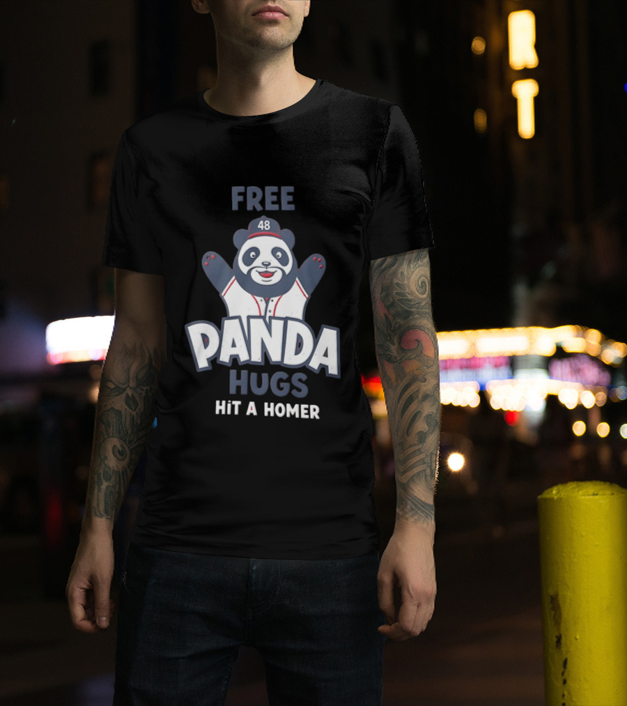 Free Panda Hugs Hit A Homer Baseball Number 48 T-Shirt