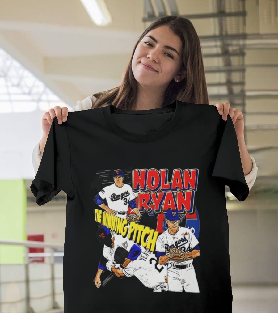 Nolan Ryan Texas Rangers The Winning Pitch Classic Baseball 34 T-Shirt