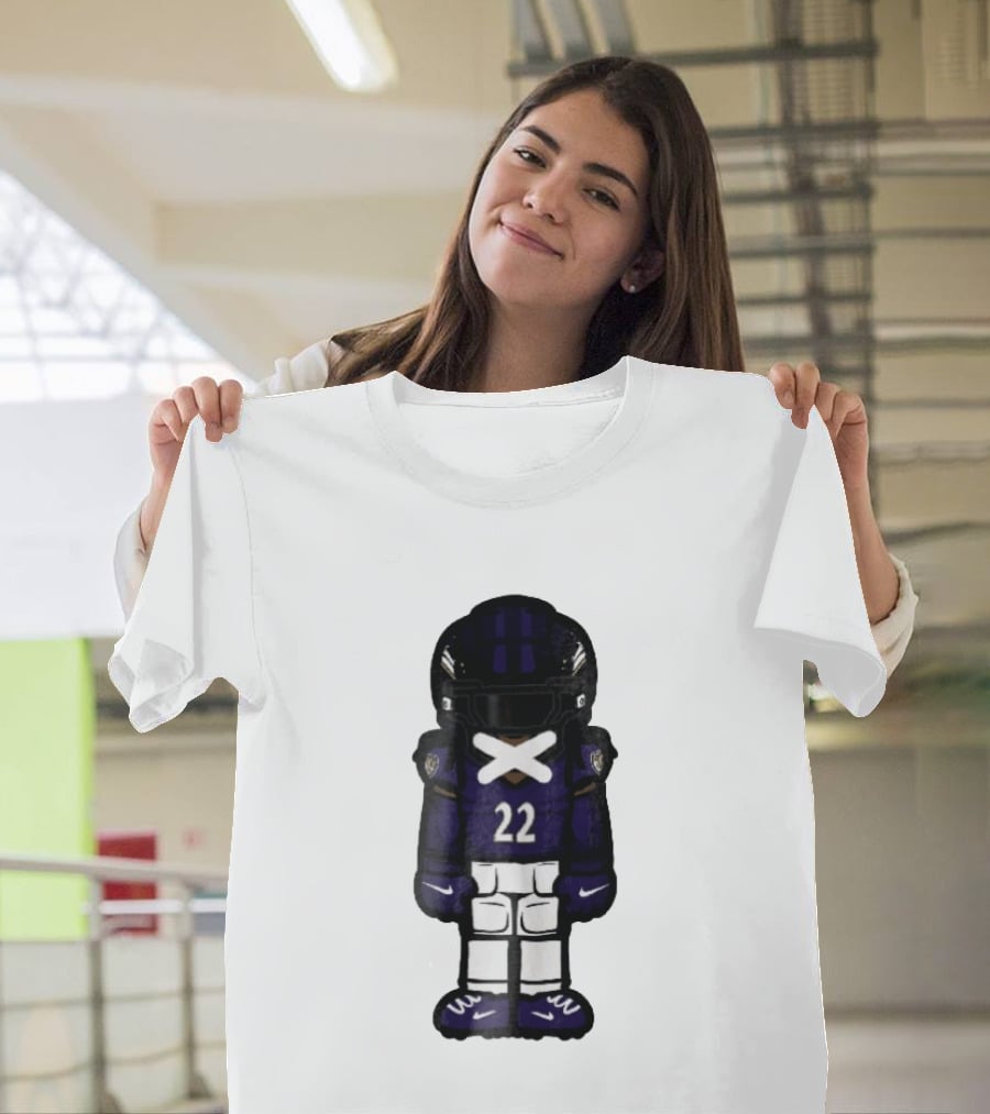 Baltimore Ravens Number 22 Cartoon Character Purple Uniform Football Player T-Shirt