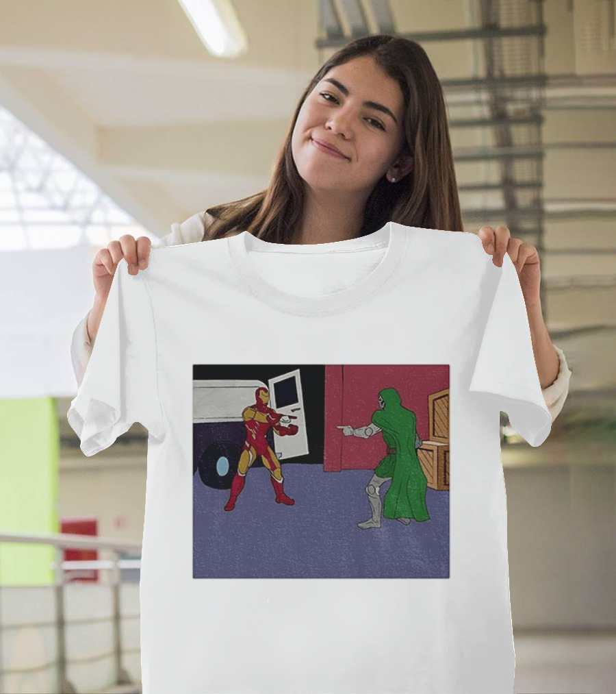 Doctor Doom Vs Ironman Pointing Meme Standoff T-Shirt