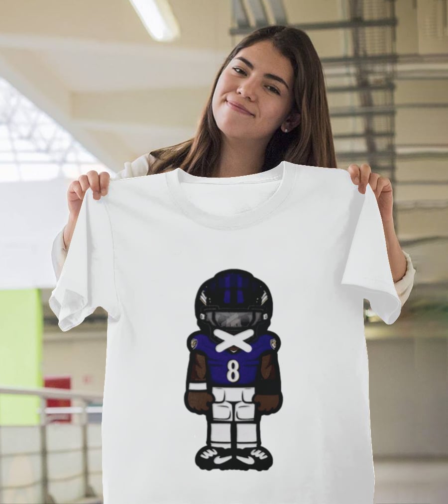 Lamar Jackson Baltimore Ravens Chibi Football 2026 Ravens Jersey Number 8 T-Shirt