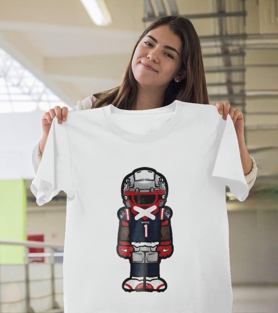 Patriots Chibi Player Jersey Number 1 Cartoon Football T-Shirt