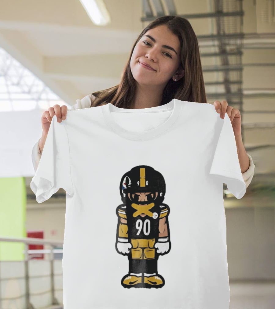 Pittsburgh Steelers 90 Cartoon Football Player Yellow Tape Mouth Iconic Team T-Shirt
