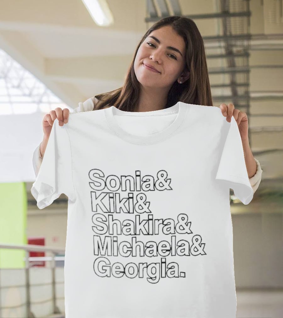 Sonia Kiki Shakira Michaela Georgia Stacked White Block T-Shirt