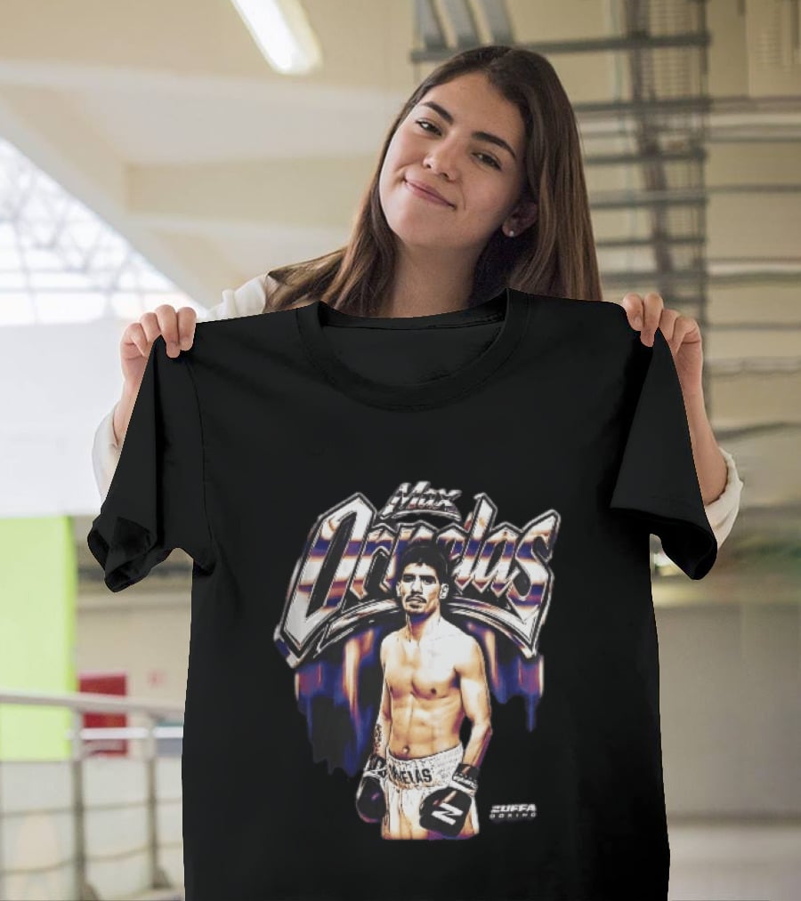 Max Ornelas Boxer Stance Metallic Chrome Lettering Flames Zuffa Boxing Bootleg T-Shirt