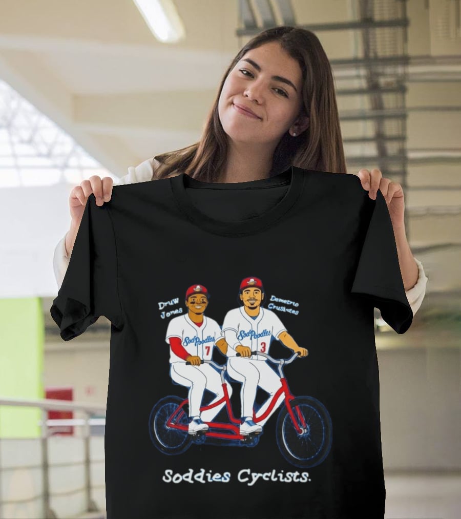 Soddies Cyclists Drew Jones Demelio Crisantes Amarillo Sod Poodles Tandem Bike T-Shirt