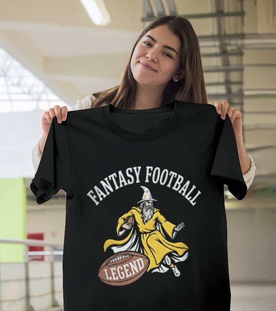 Fantasy Football Legend Yellow Robe Wizard Running With Ball T-Shirt