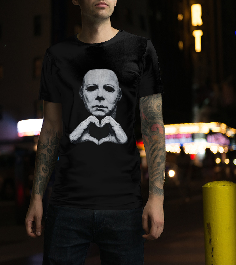 Michael Myers Heart Hands Iconic Horror Character Gesture T-Shirt
