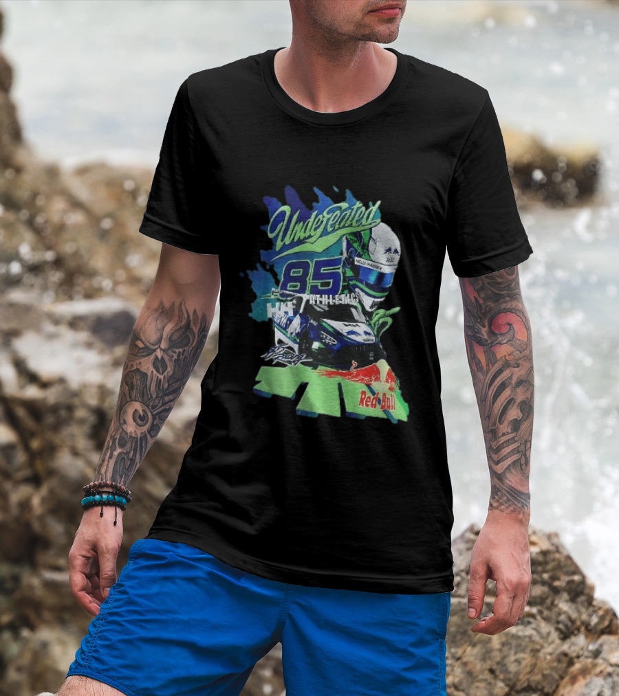 Undefeated 85 Athletics Red Bull Helly Hansen Race Car Helmet Splashes T-Shirt