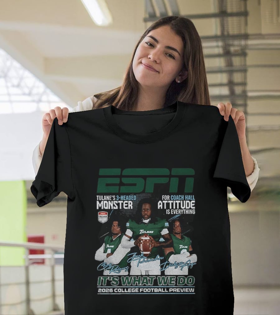 ESPN Tulane's 3 Headed Monster Chris Rodgers Jack Tehienchou Dickson Agu College Football Preview T-Shirt