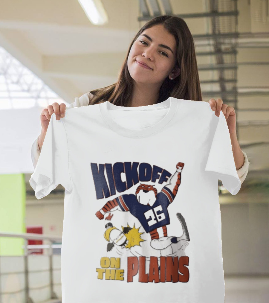 Kickoff On The Plains Auburn Tigers Southern Miss Cartoon Kicking Eagle T-Shirt