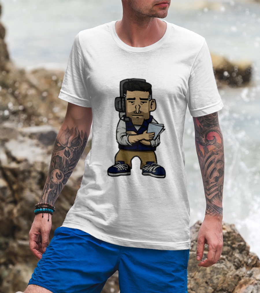 Bill Belichick Headset New England Patriots Coach Caricature T-Shirt