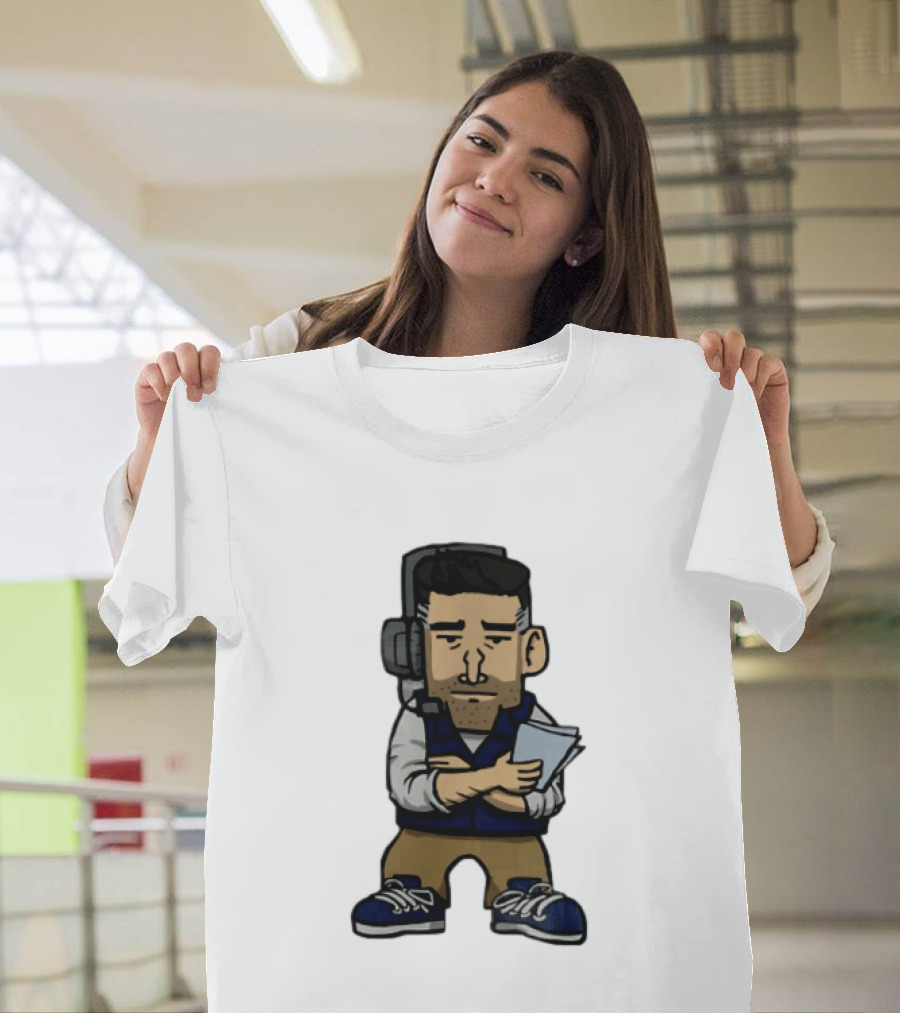 Bill Belichick Headset New England Patriots Coach Caricature T-Shirt