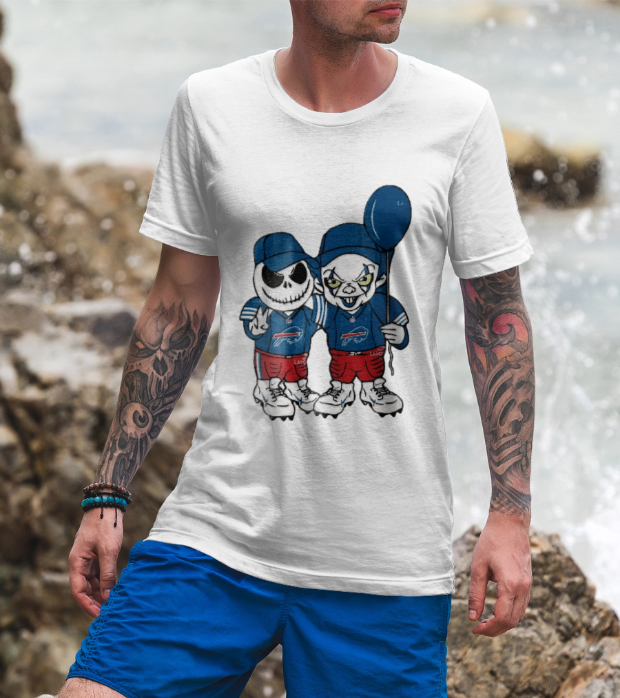 Buffalo Bills Skeleton Clown Duo With Balloon NFL Team Spirit T-Shirt