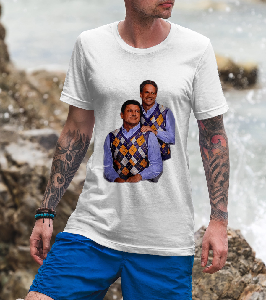 LSU Tigers Ed Orgeron Vs Kim Mulkey Argyle Sweater Coaches T-Shirt